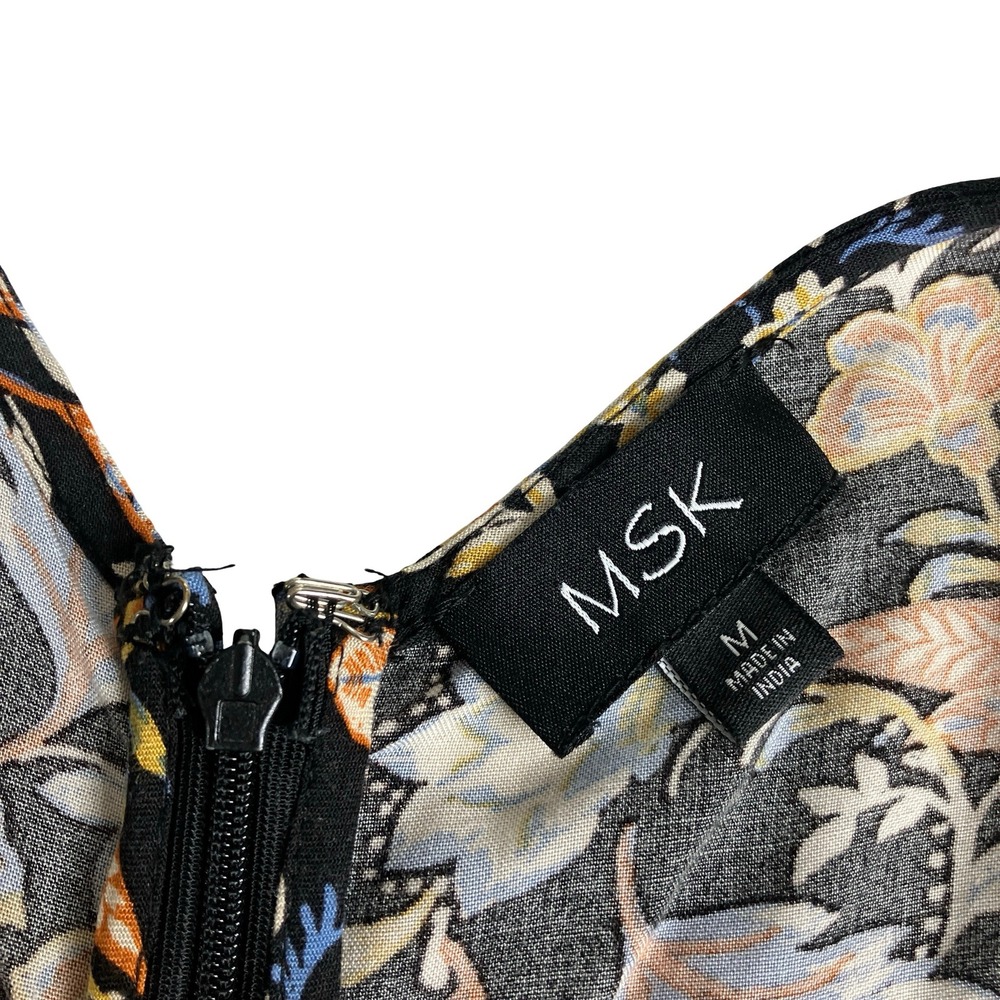 MSK Jumpsuit Womens M Black Floral Wide Leg Boho Cottagecore Flowy Sleeveless - Picture 3 of 16